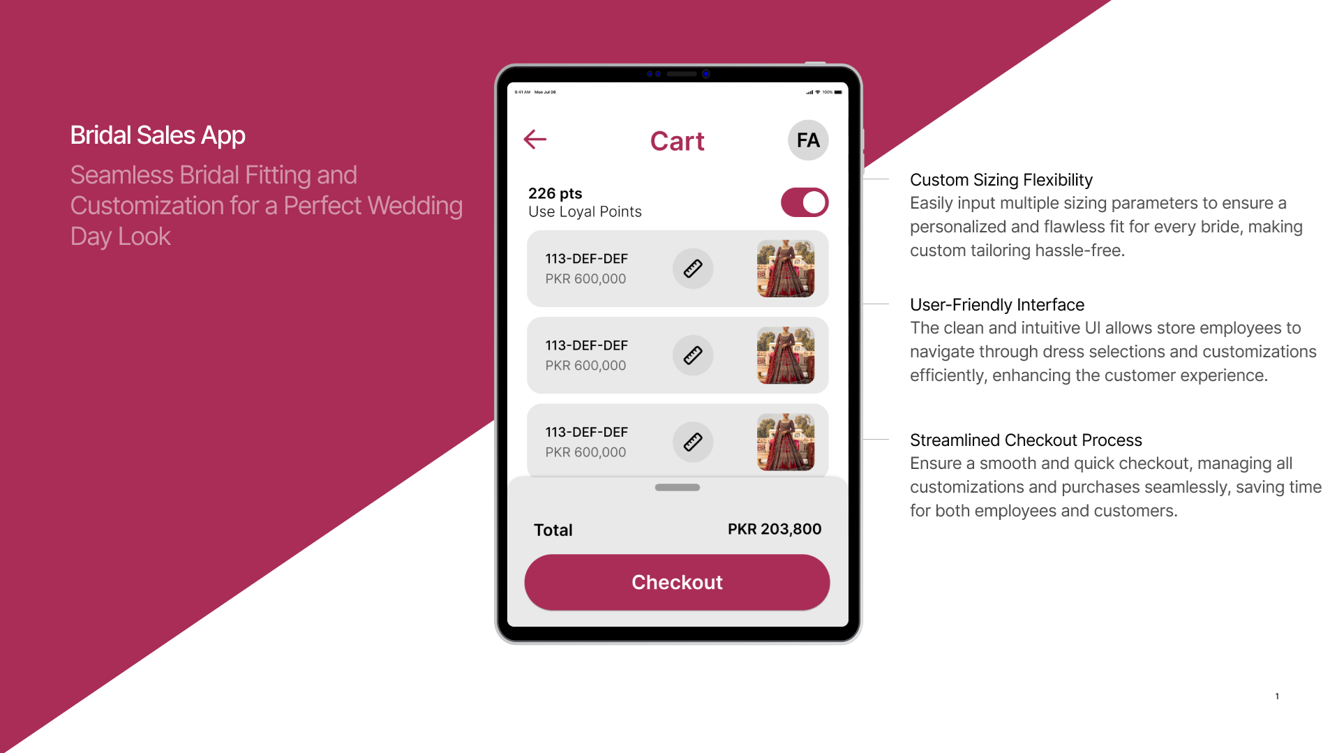 Lucrum Bridal Store - Clothing order management