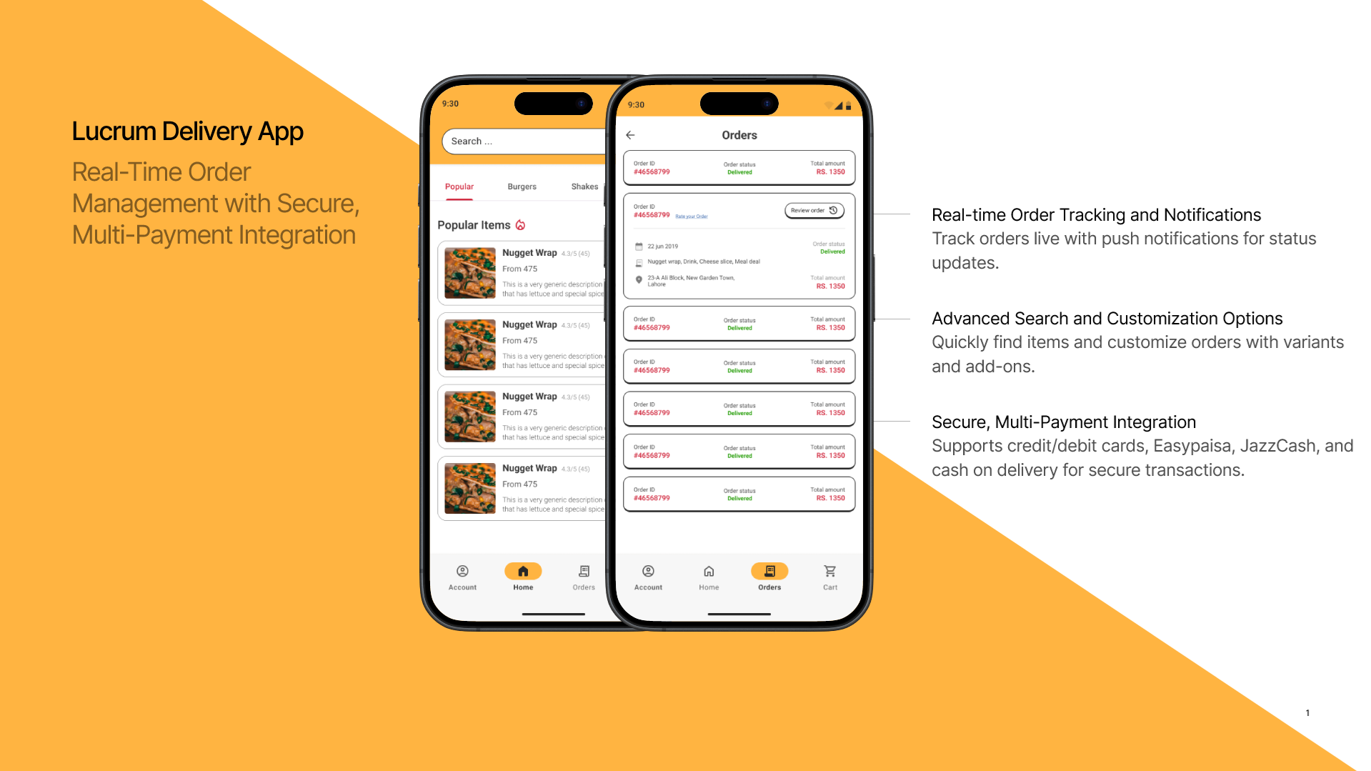 Lucrum Food Delivery - Customer food ordering app